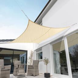 Primrose 3m Square Waterproof Charcoal Garden Patio Sun Shade Sail Canopy 98% UV Block with Free Fixing Kit in Light Sand