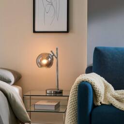 Pagazzi Nia Chrome Smoke 1-Light Table Lamp in Silver