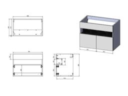 Vente-unique Wall-Mounted Vanity Unit With Leds & Top - White & Black Marble - thumbnail 8