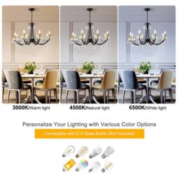NIVOR 8-Light K9 Crystal Candle Vintage Pendant Chandelier Adjustable Black - thumbnail 3