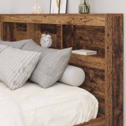 Berkfield Home Storage Headboard with Shelf Old wood 160 cm Engineered wood in Brown - thumbnail 4