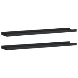 Berkfield Home Picture Frame Ledge Shelves 2 pcs Black 80x9x3 cm MDF - Size: 80 x 9 x 3 cm - thumbnail 2