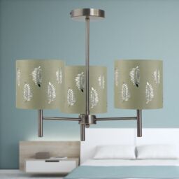 First Choice Lighting Set of 2 Brea - Antique Brass Light Fittings & Sage Green Fern Shades in Gold - thumbnail 5