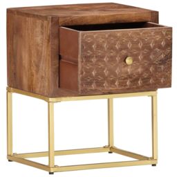 Berkfield Home Bedside Cabinet 40x30x50 cm Solid Mango Wood in Brown - Size: 40 x 30 x 50 cm - thumbnail 2
