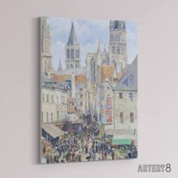 "Artery8 Grocery Street Rouen Cityscape Pissarro Canvas Wall Art - Size: W18"" x H24""" - thumbnail 2