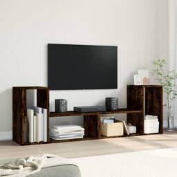 Berkfield Home TV Cabinets 2 pcs Smoked Oak 75x30x50 cm Engineered Wood in Brown - Size: 75 x 30 x 50 cm - thumbnail 3