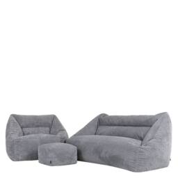 icon Bean Bag Sofa & Footstool Bundle, Jumbo Corduroy in Light Grey - Size: Medium - thumbnail 3