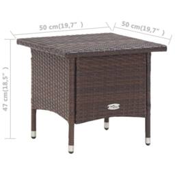 Berkfield Home Tea Table Brown 50x50x47 cm Poly Rattan - Size: 50 x 50 x 47 cm - thumbnail 5