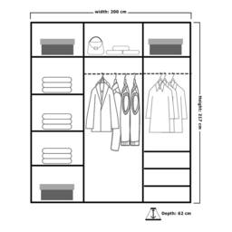 Sliding Wardrobes 4U Cubbix Single Mirror Sliding Door Wardrobe 200cm X 217cm in Black - Size: 200 cm X 217 cm - thumbnail 2