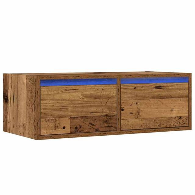 Berkfield Home TV Cabinet with LED Lights Old Wood 75x35.5x25 cm in Brown - image 1