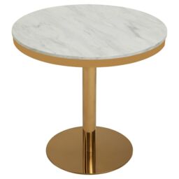 Orsina Round Marble Dining Table With Gold Base, Compact Round Marble Table for Dining, Sleek Gold Finish Base - thumbnail 2