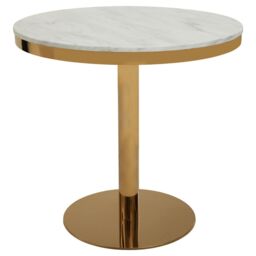 Orsina Round Marble Dining Table With Gold Base, Compact Round Marble Table for Dining, Sleek Gold Finish Base - thumbnail 6