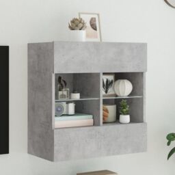 Berkfield Home TV Wall Cabinet with LED Lights Concrete Grey 58.5x30x60.5 cm - thumbnail 1