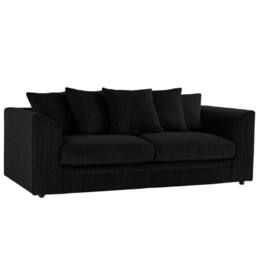 Bliss Furniture Jumbo Cord Dylan 3-Seater Scatter Back Sofa in Black, Plush & Stylish in Black - Size: 3 Pack - thumbnail 1