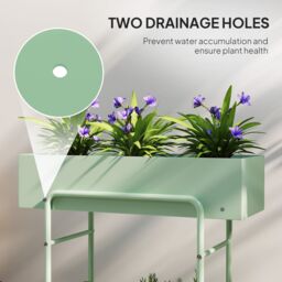 OUTSUNNY 2 Tier Plant Stand, Metal Plant Rack with Drain Holes, Green - thumbnail 5