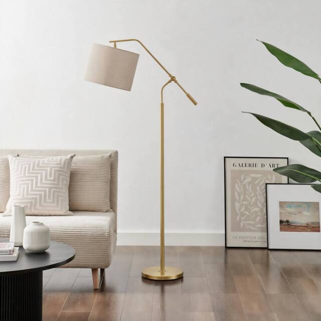 FurnitureboxUK Claudia Brass Standing Floor Lamp in Light Bronze - image 1