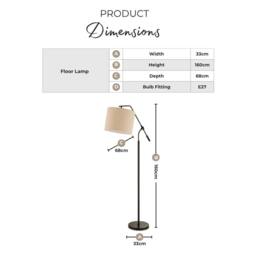 FurnitureboxUK Claudia Brass Standing Floor Lamp in Light Bronze - thumbnail 9