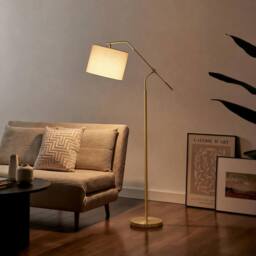 FurnitureboxUK Claudia Brass Standing Floor Lamp in Light Bronze - thumbnail 3