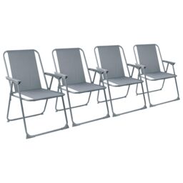 Harbour Housewares Folding Metal Beach Chairs Pack of 4 in Grey - thumbnail 1