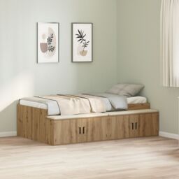 Berkfield Home Storage Bed Frame Artisan Oak 90x190 cm in Brown - thumbnail 1