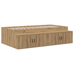 Berkfield Home Storage Bed Frame Artisan Oak 90x190 cm in Brown - thumbnail 2