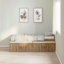 Berkfield Home Storage Bed Frame Artisan Oak 90x190 cm in Brown - thumbnail 4