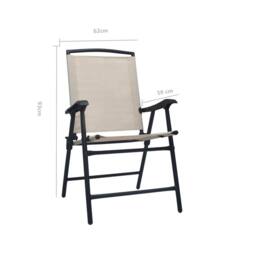 Berkfield Home Folding Garden Chairs 2 pcs Texilene Cream in Beige - thumbnail 9