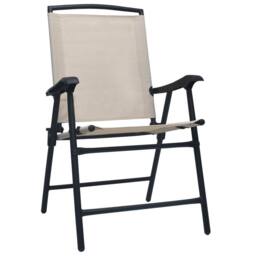 Berkfield Home Folding Garden Chairs 2 pcs Texilene Cream in Beige - thumbnail 1