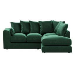 Furnishings For Less UK Brooklyn Plush Velvet 3 to 4 Seater L Shaped Corner Sofa Right Hand Facing in Green - thumbnail 2