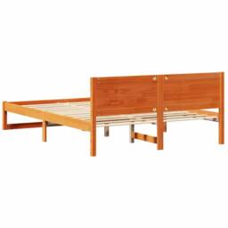 Berkfield Home Elegant Bed Frame Wax brown Wood 140 x 200 cm Simple Bed Frame - thumbnail 7