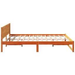 Berkfield Home Elegant Bed Frame Wax brown Wood 140 x 200 cm Simple Bed Frame - thumbnail 6