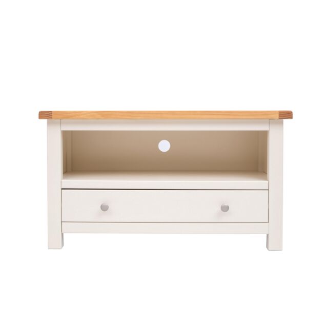 Cabinet Bits Maggiori Off-White 1 Drawer TV Cabinet Chrome Knob - image 1