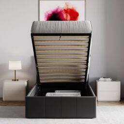 Home Discount Vida Designs Lisbon Single Ottoman Faux Leather Bed Frame UKFR Fabric in Black - thumbnail 9