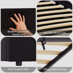 Home Discount Vida Designs Lisbon Single Ottoman Faux Leather Bed Frame UKFR Fabric in Black - thumbnail 3