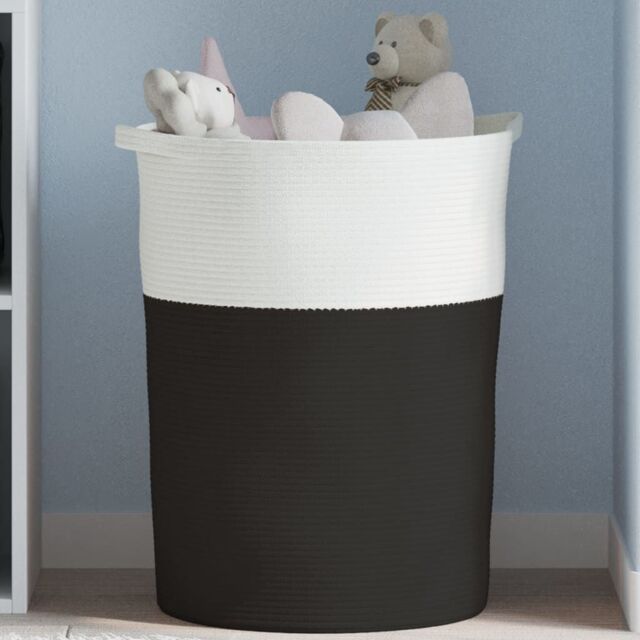 Berkfield Home Storage Basket Black & White √ò49x65 cm Cotton - Size: 49x65 cm - image 1