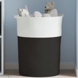 Berkfield Home Storage Basket Black & White √ò49x65 cm Cotton - Size: 49x65 cm