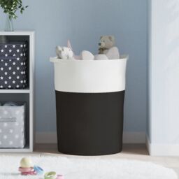 Berkfield Home Storage Basket Black & White √ò49x65 cm Cotton - Size: 49x65 cm - thumbnail 3