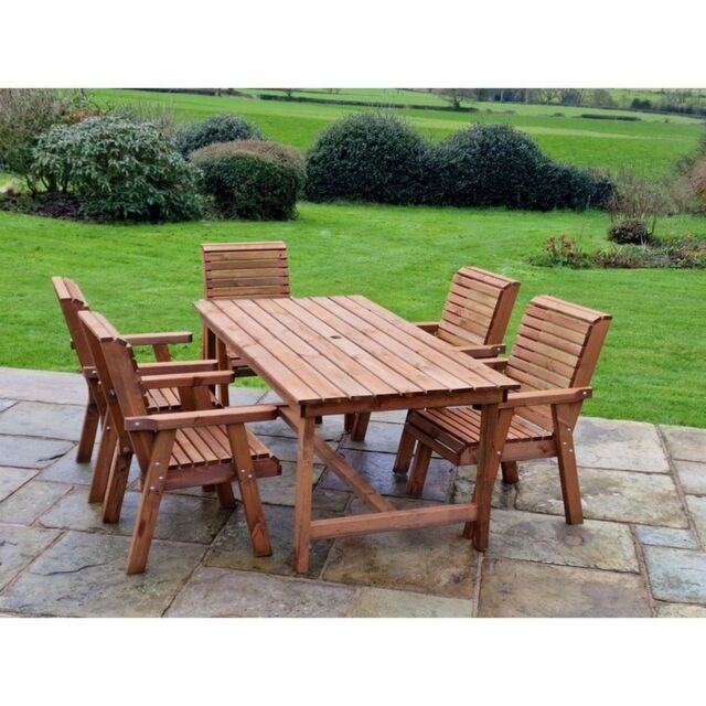 Churnet Valley Garden Furniture Ltd Valley 5 Seat Set 5XC Table - Timber - Minimal Assembly Required in Brown - image 1