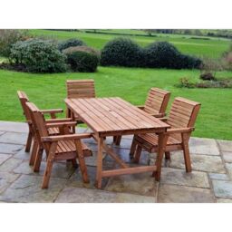 Churnet Valley Garden Furniture Ltd Valley 5 Seat Set 5XC Table - Timber - Minimal Assembly Required in Brown - thumbnail 1
