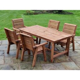 Churnet Valley Garden Furniture Ltd Valley 5 Seat Set 5XC Table - Timber - Minimal Assembly Required in Brown - thumbnail 4
