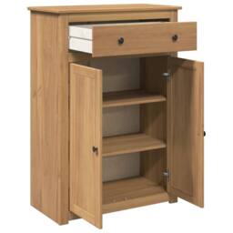 Berkfield Home Shoe Cabinet Panama 80x40x114 cm Solid Wood Pine in Brown - Size: 80 x 40 x 114 cm - thumbnail 5