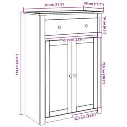 Berkfield Home Shoe Cabinet Panama 80x40x114 cm Solid Wood Pine in Brown - Size: 80 x 40 x 114 cm - thumbnail 9