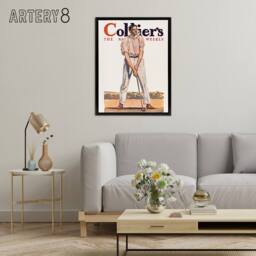 "Artery8 Vintage Magazine Cover Golfer Framed Canvas Wall Art Print E Penfield in White - Size: W12"" x H16""" - thumbnail 3