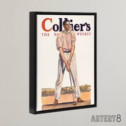 "Artery8 Vintage Magazine Cover Golfer Framed Canvas Wall Art Print E Penfield in White - Size: W12"" x H16""" - thumbnail 2