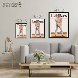 "Artery8 Vintage Magazine Cover Golfer Framed Canvas Wall Art Print E Penfield in White - Size: W12"" x H16""" - thumbnail 4