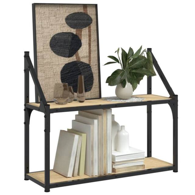 Berkfield Home Durable 2-Tier Wall Shelf Sonoma Oak 60x21x51 cm Engineered Wood in Light Oak - Size: 60 x 21 x 51 cm - image 1