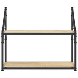 Berkfield Home Durable 2-Tier Wall Shelf Sonoma Oak 60x21x51 cm Engineered Wood in Light Oak - Size: 60 x 21 x 51 cm - thumbnail 4