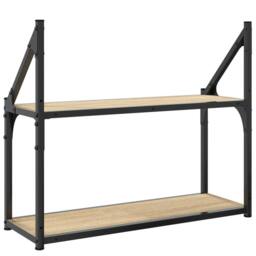 Berkfield Home Durable 2-Tier Wall Shelf Sonoma Oak 60x21x51 cm Engineered Wood in Light Oak - Size: 60 x 21 x 51 cm - thumbnail 6