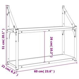 Berkfield Home Durable 2-Tier Wall Shelf Sonoma Oak 60x21x51 cm Engineered Wood in Light Oak - Size: 60 x 21 x 51 cm - thumbnail 8