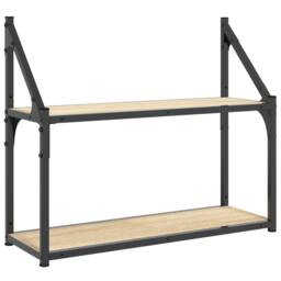 Berkfield Home Durable 2-Tier Wall Shelf Sonoma Oak 60x21x51 cm Engineered Wood in Light Oak - Size: 60 x 21 x 51 cm - thumbnail 3